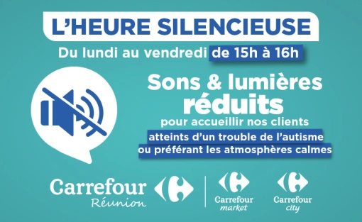 C’est l’heure silencieuse dans vos magasins Carrefour Réunion du lundi au vendredi de 15h et 16h 💡🔇