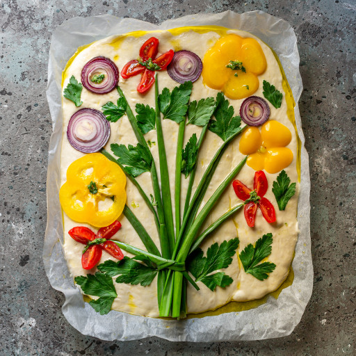 Pizza bouquet de légumes